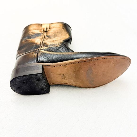 Old West Black Leather Roper Almond Toe Cowboy Boots CRY41106 Model Size 6 - Picture 5 of 7